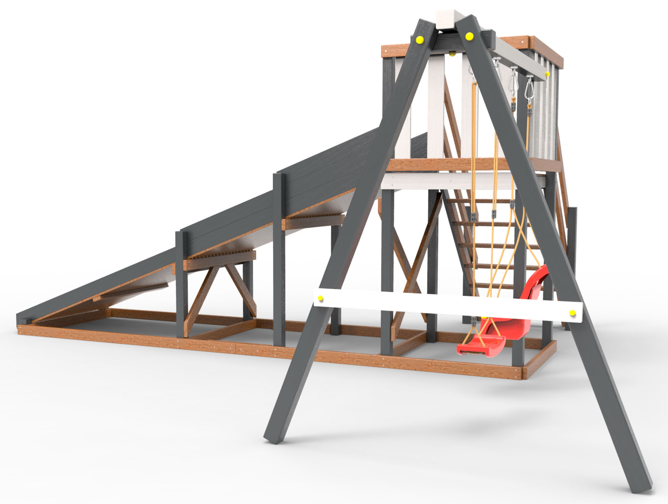 Детская площадка - деревянная горка Пикник «Зима №2» Ультра с качельной балкой