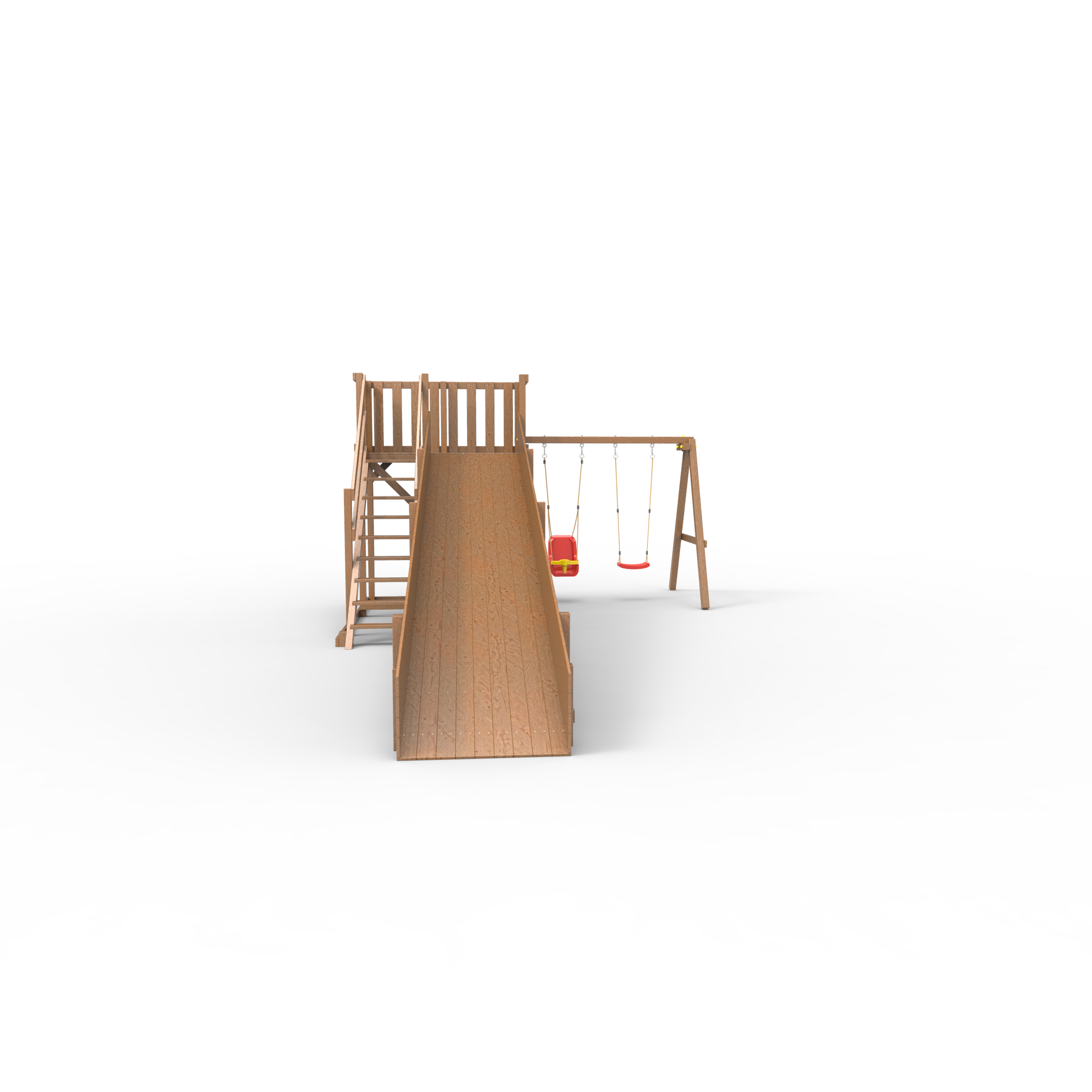 Детская площадка - деревянная горка Пикник «Зима №3» Оптимус  с качельной балкой